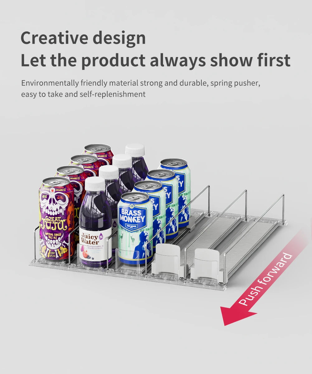Automatic Push Canned Beverage Push Rack Beverage Pusher For Fridge Automatic Drink Canned Rack Drink Organizer Dispenser