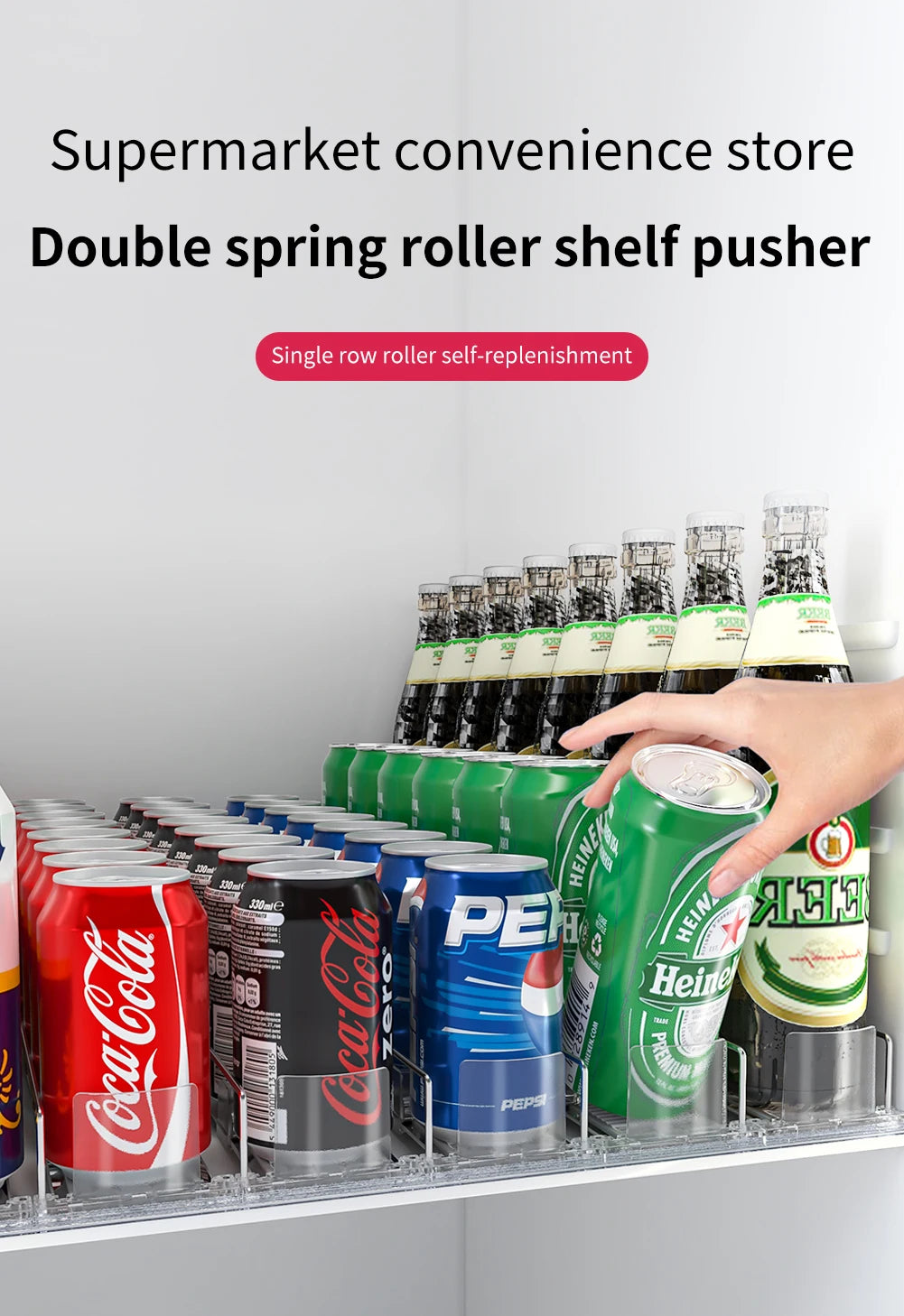 Automatic Push Canned Beverage Push Rack Beverage Pusher For Fridge Automatic Drink Canned Rack Drink Organizer Dispenser
