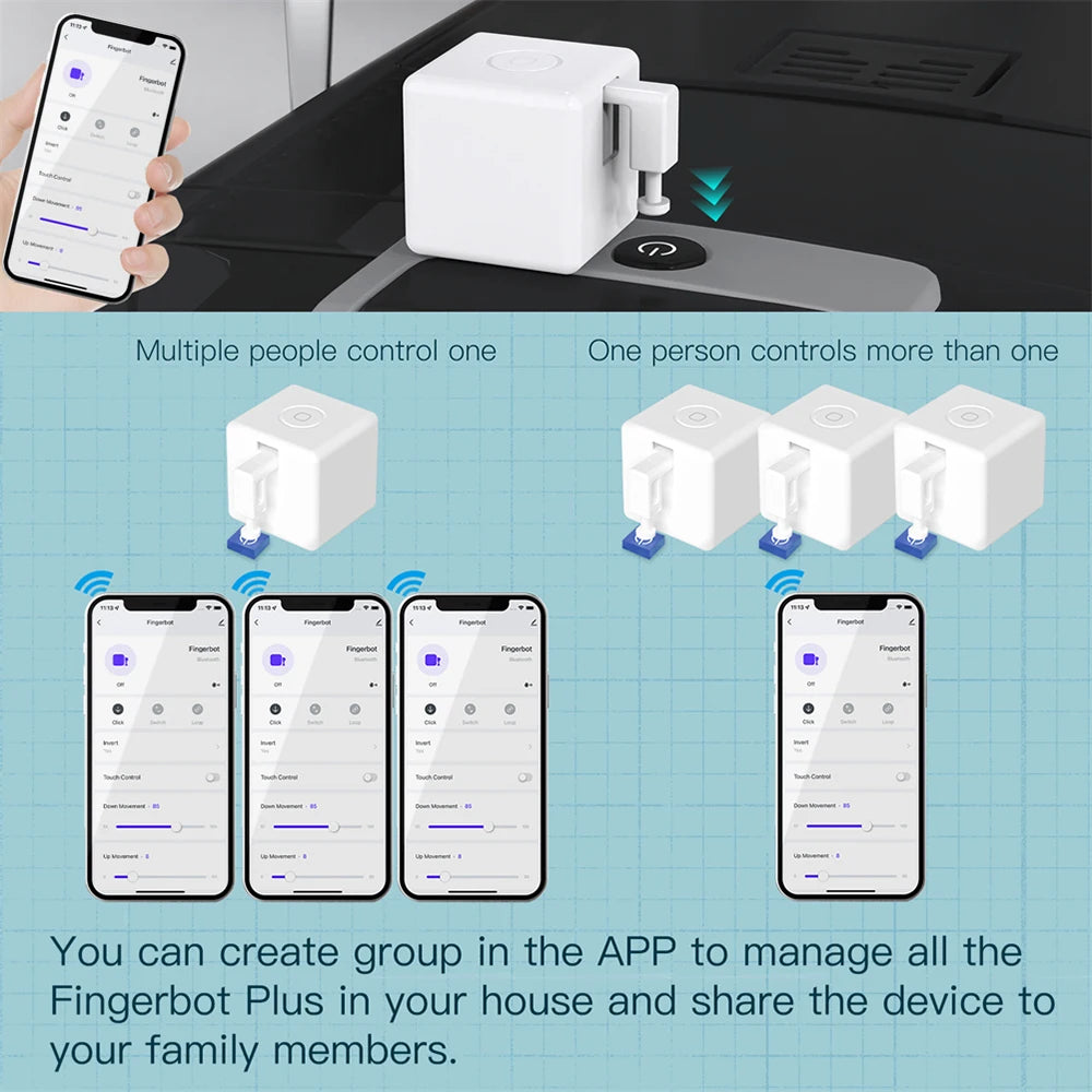 Tuya Zigbee Smart Fingerbot Plus Switch Button Pusher Touch Arms Fingerbot Smart Life Control Works with Alexa Google Home Alice