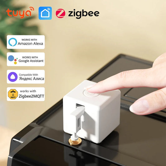 Tuya Zigbee Smart Fingerbot Plus Switch Button Pusher Touch Arms Fingerbot Smart Life Control Works with Alexa Google Home Alice
